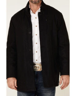 Cripple Creek Men's Heather Black Wool Melton Button-Front Coat