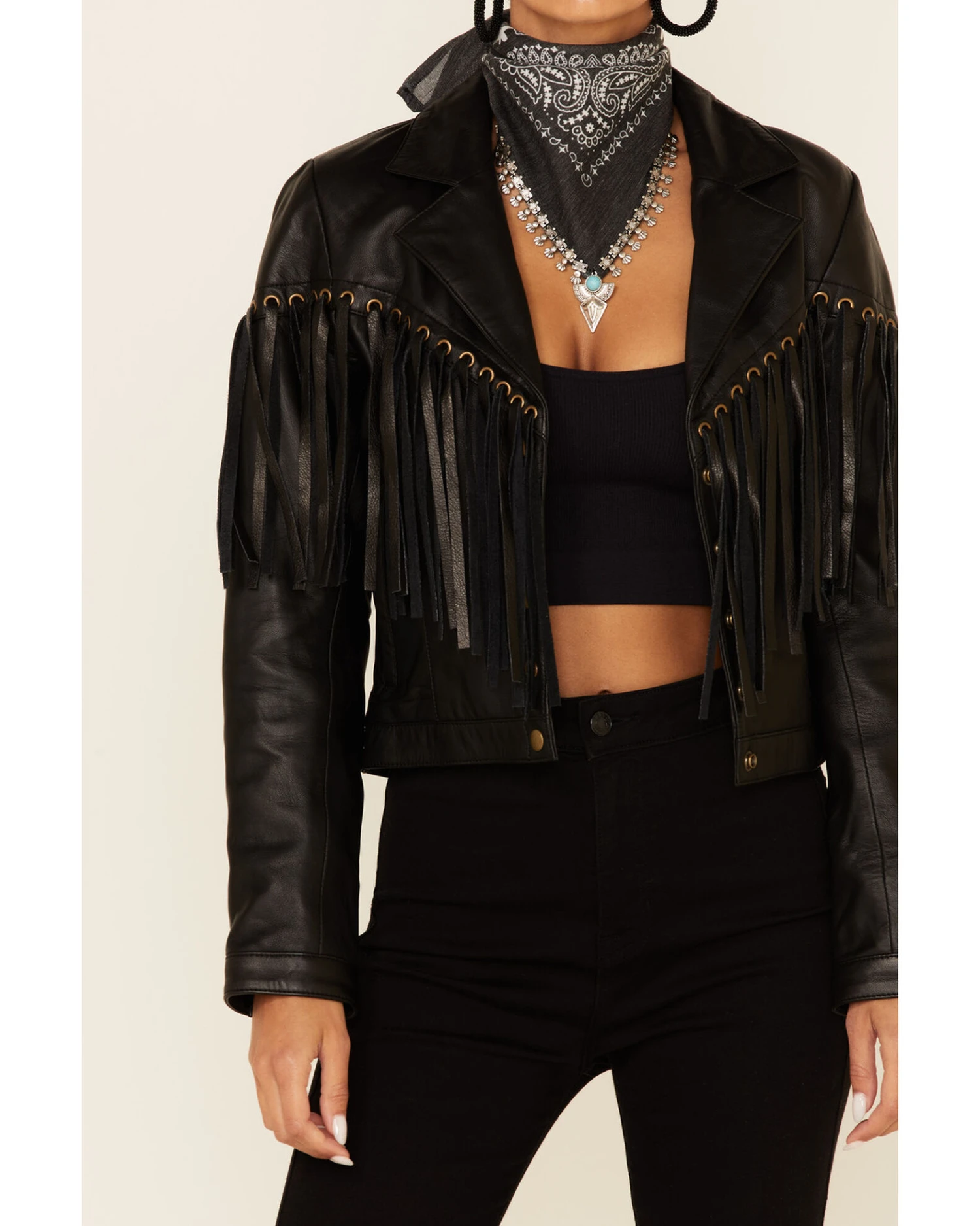 Understated Leather Women's Motive Eyelet Snap-Front Leather Jacket - Image 3