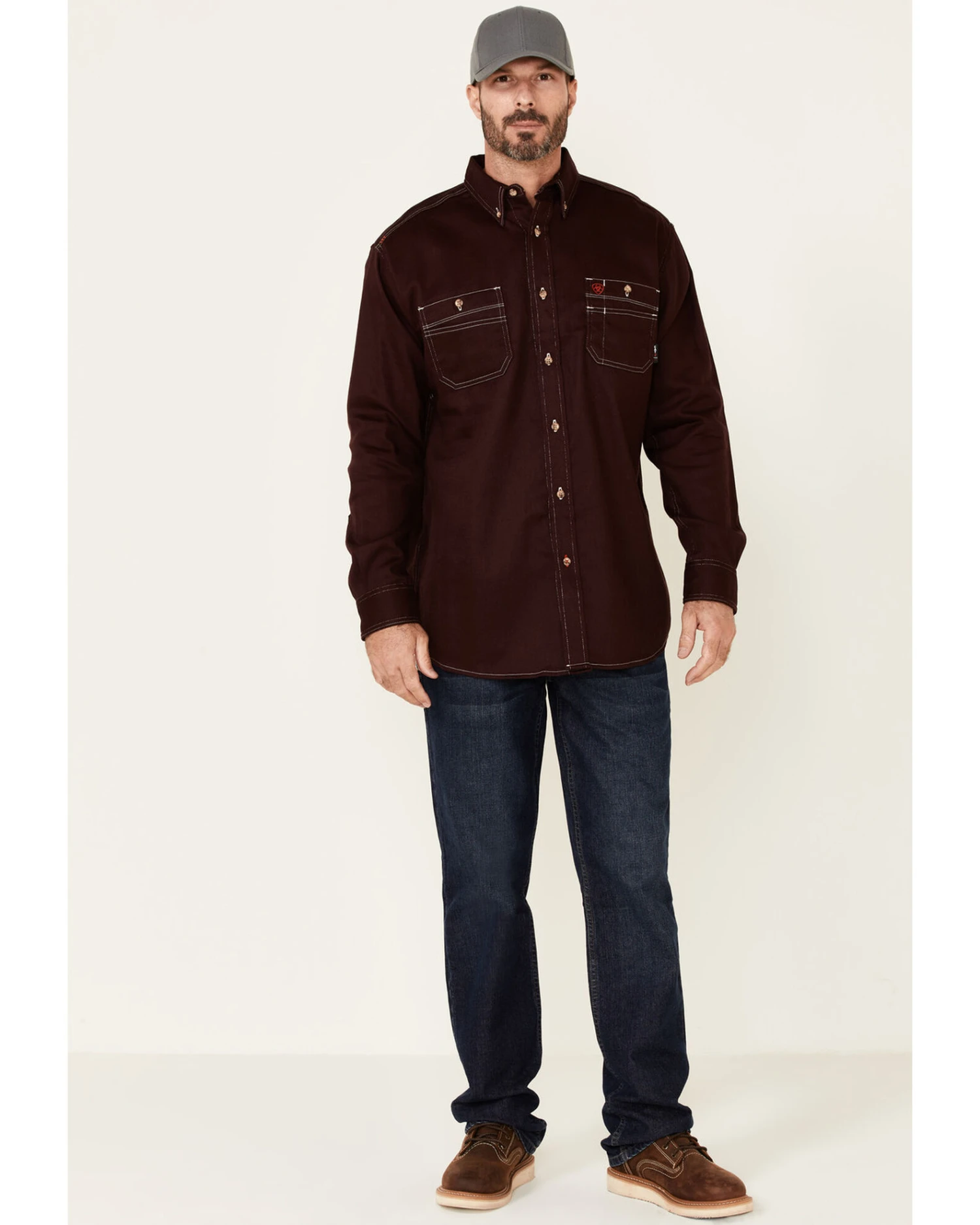 Ariat Men's FR Solid Long Sleeve Button Down Work Shirt - Image 4