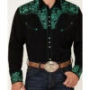 Scully Men's Embroidered Gunfighter Long Sleeve Pearl Snap Western Shirt