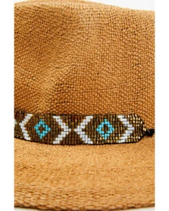 Nikki Beach Women's Beaded Trim Band Toyo Straw Rancher Hat