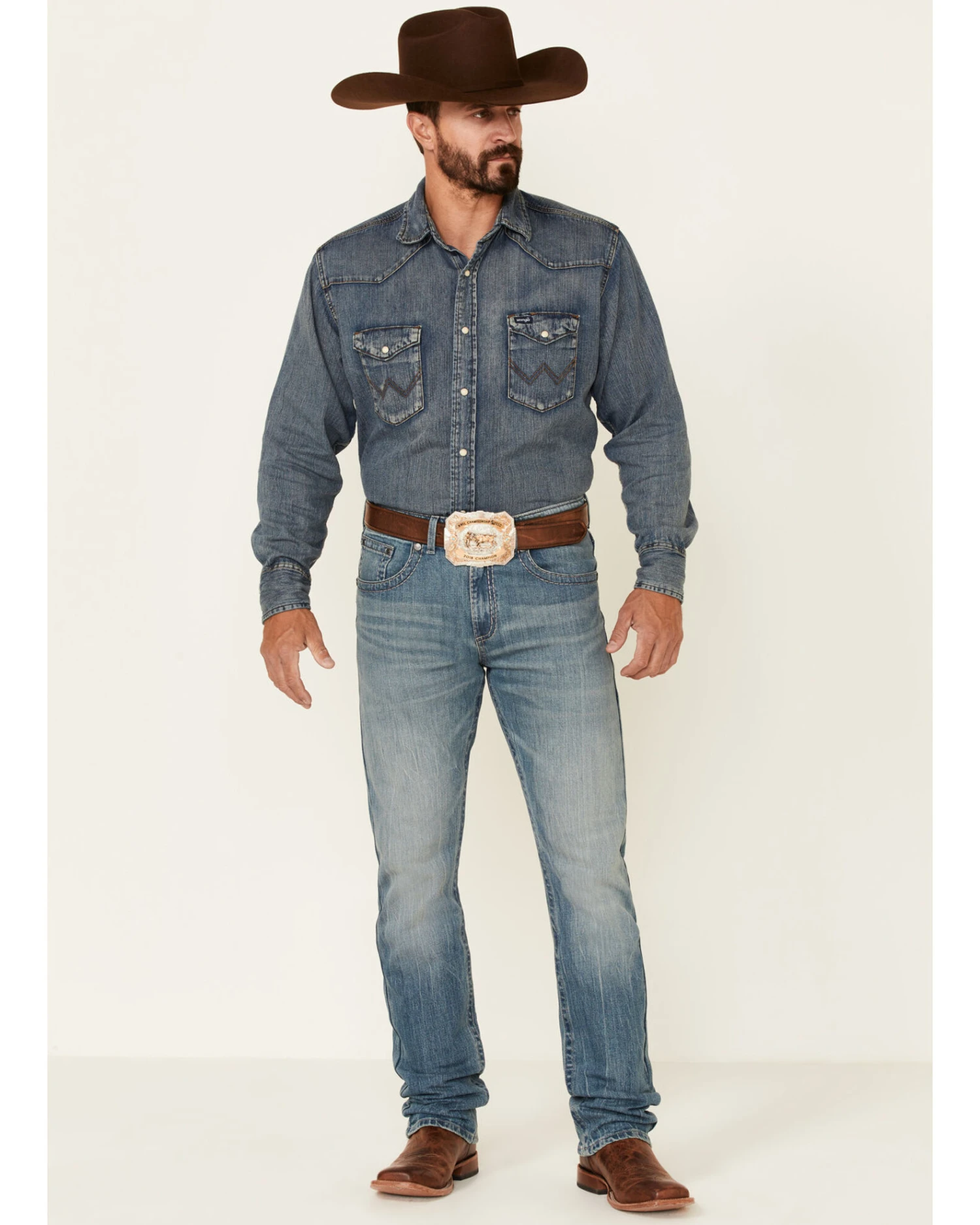 Rock 47 By Wrangler Men's Cochran Medium Wash Stretch Slim Straight Jeans - Image 2