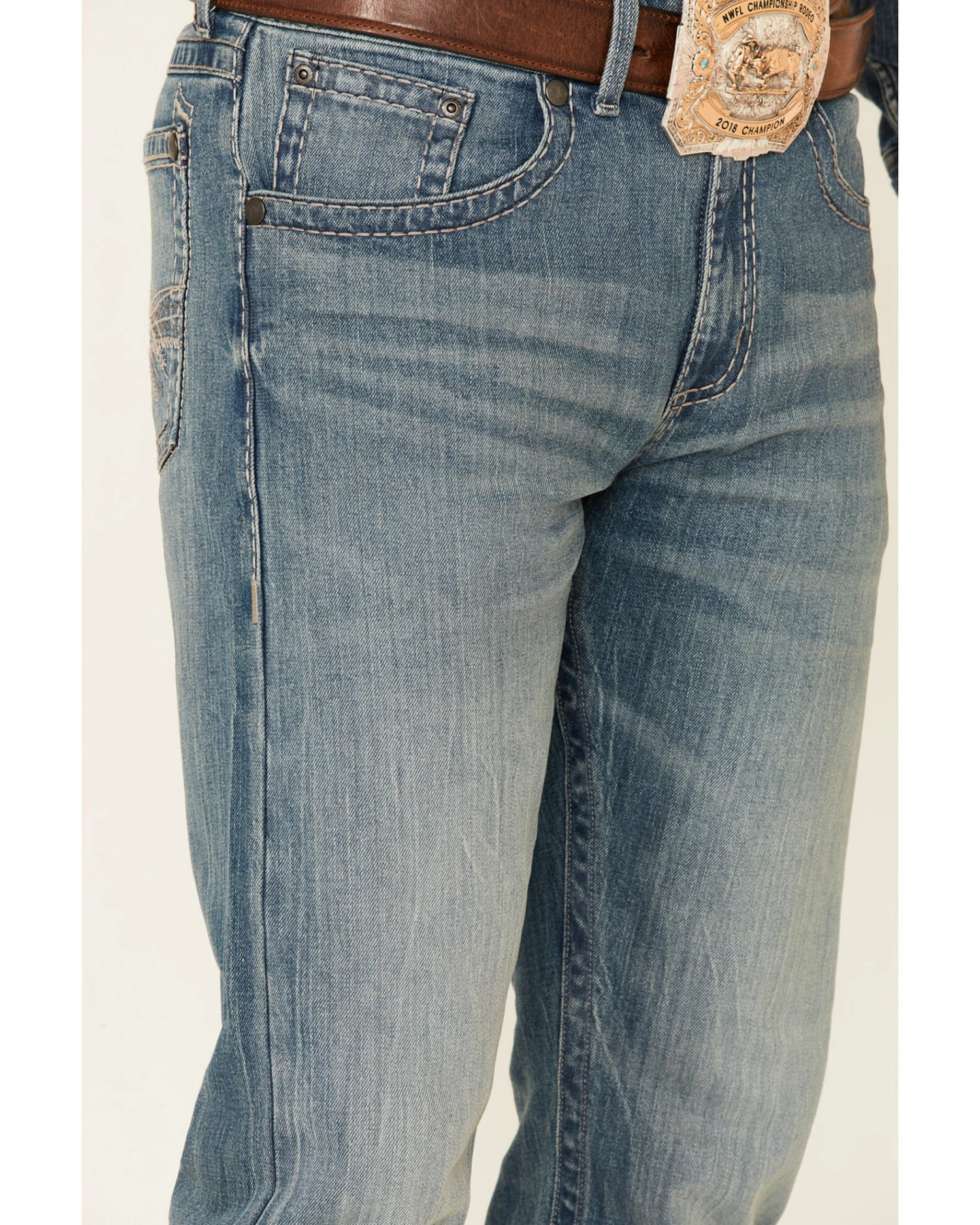 Rock 47 By Wrangler Men's Cochran Medium Wash Stretch Slim Straight Jeans - Image 3