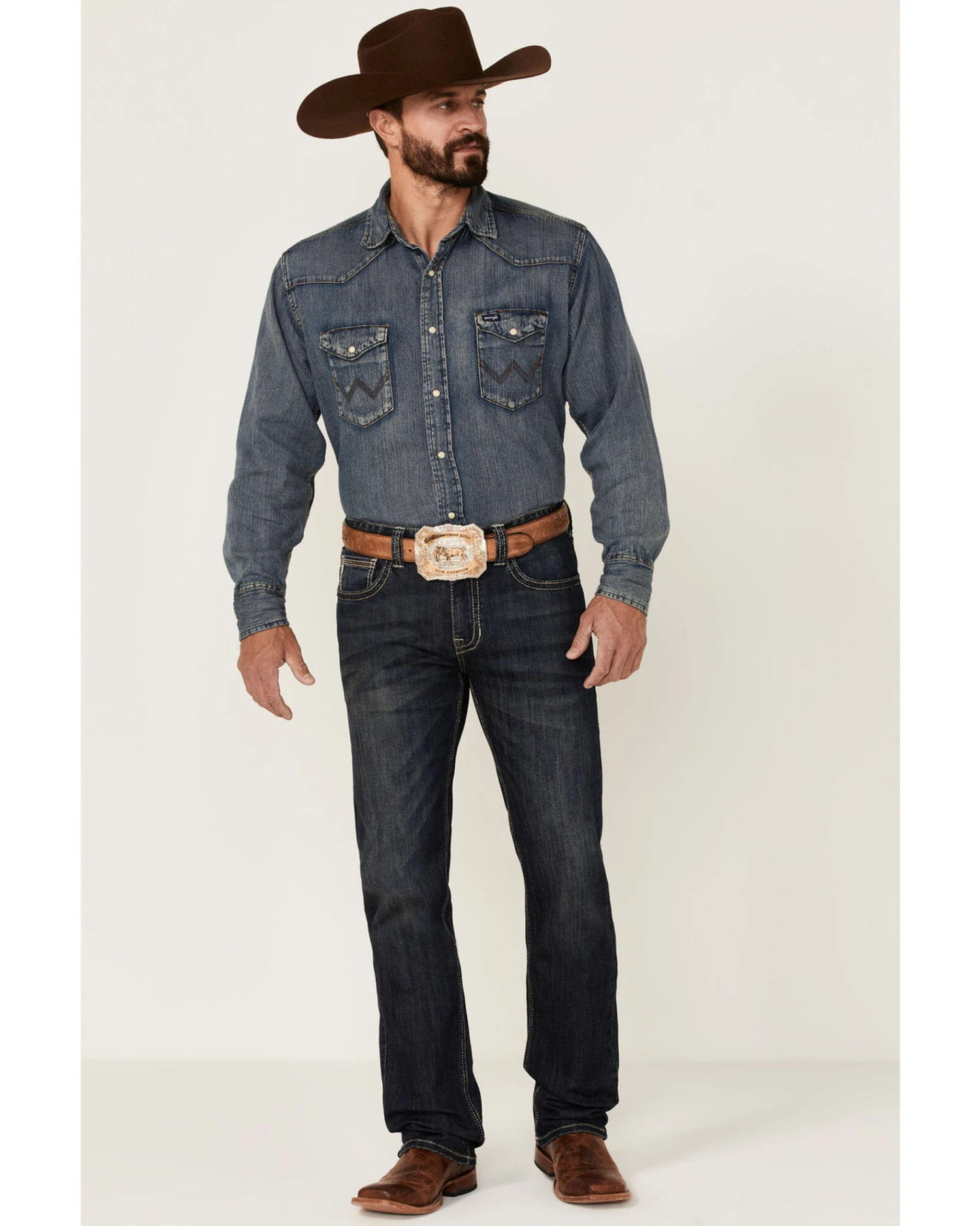 Rock & Roll Denim Men's Vintage Dark Revolver Stretch Slim Straight Jeans - Image 3