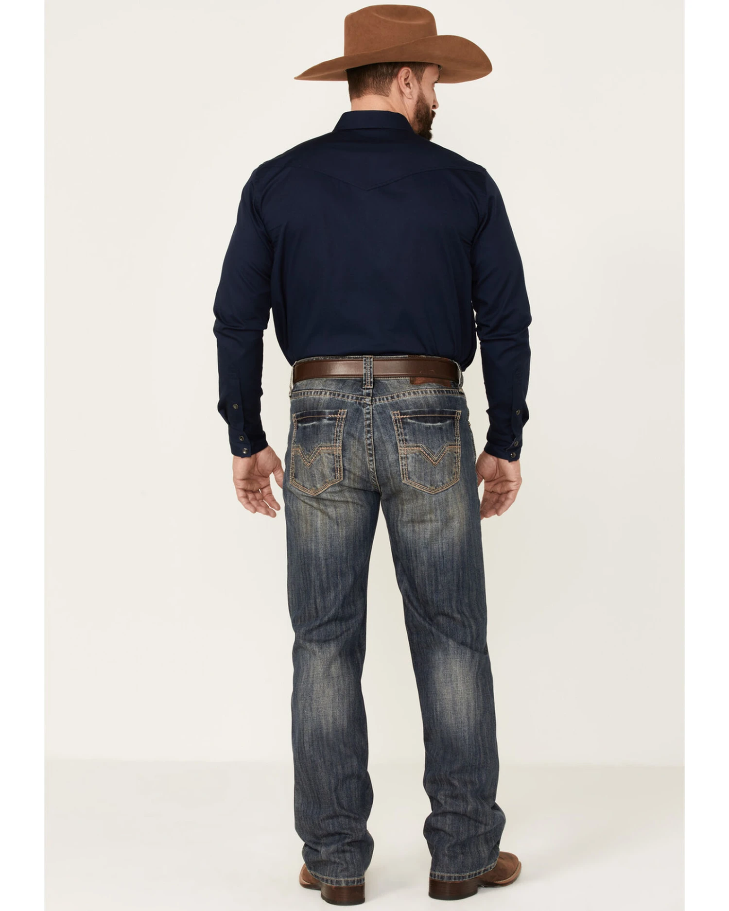 Rock & Roll Denim Men's Vintage Dark Wash Double Barrel Relaxed Straight Jeans - Image 3