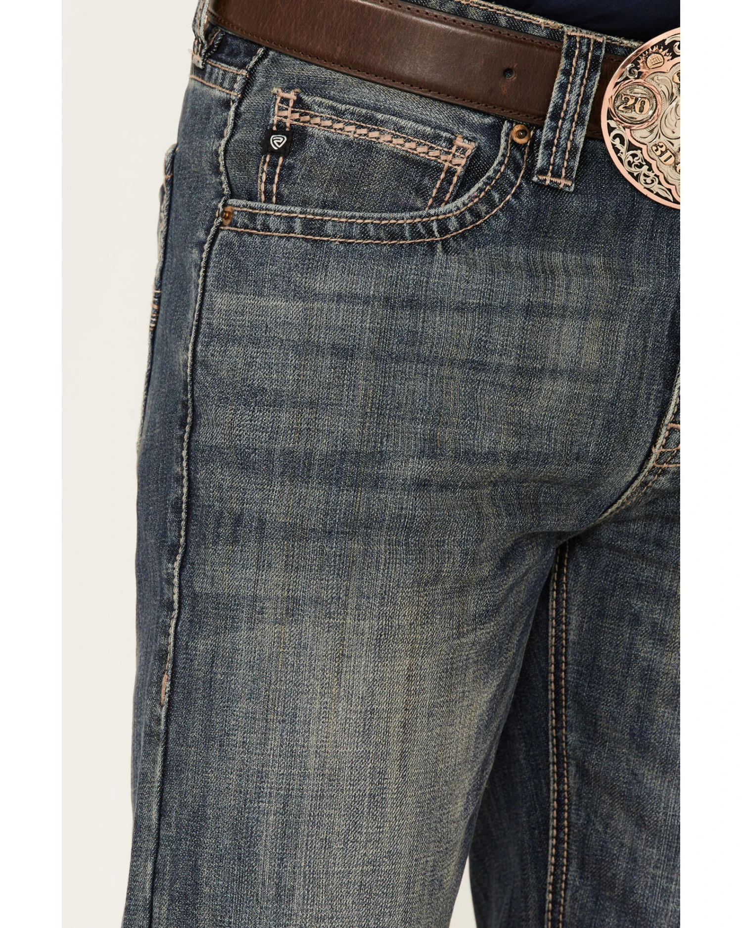 Rock & Roll Denim Men's Vintage Dark Wash Double Barrel Relaxed Straight Jeans - Image 2