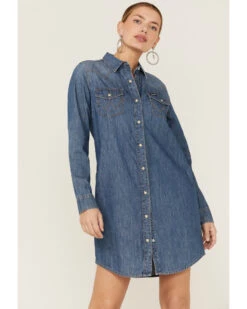 Wrangler Women's Denim Western Long Sleeve Dress
