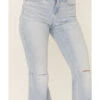 Shyanne Women's Destructed Knee Super Flare Leg Jeans