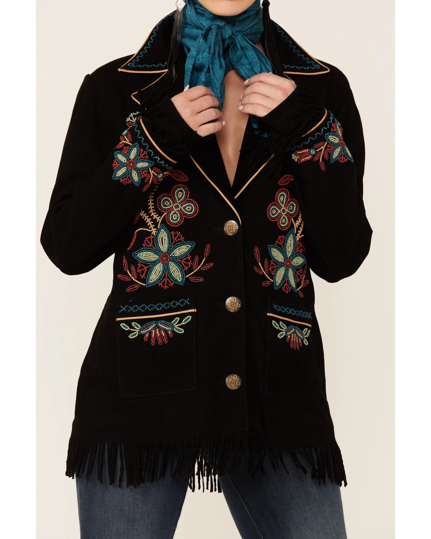 Double D Ranch Women's Shawatis Chic Button Front Suede Jacket - Image 4