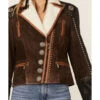 Double D Ranchwear Women's Sherpa Trim Leather Cave Basin Jacket