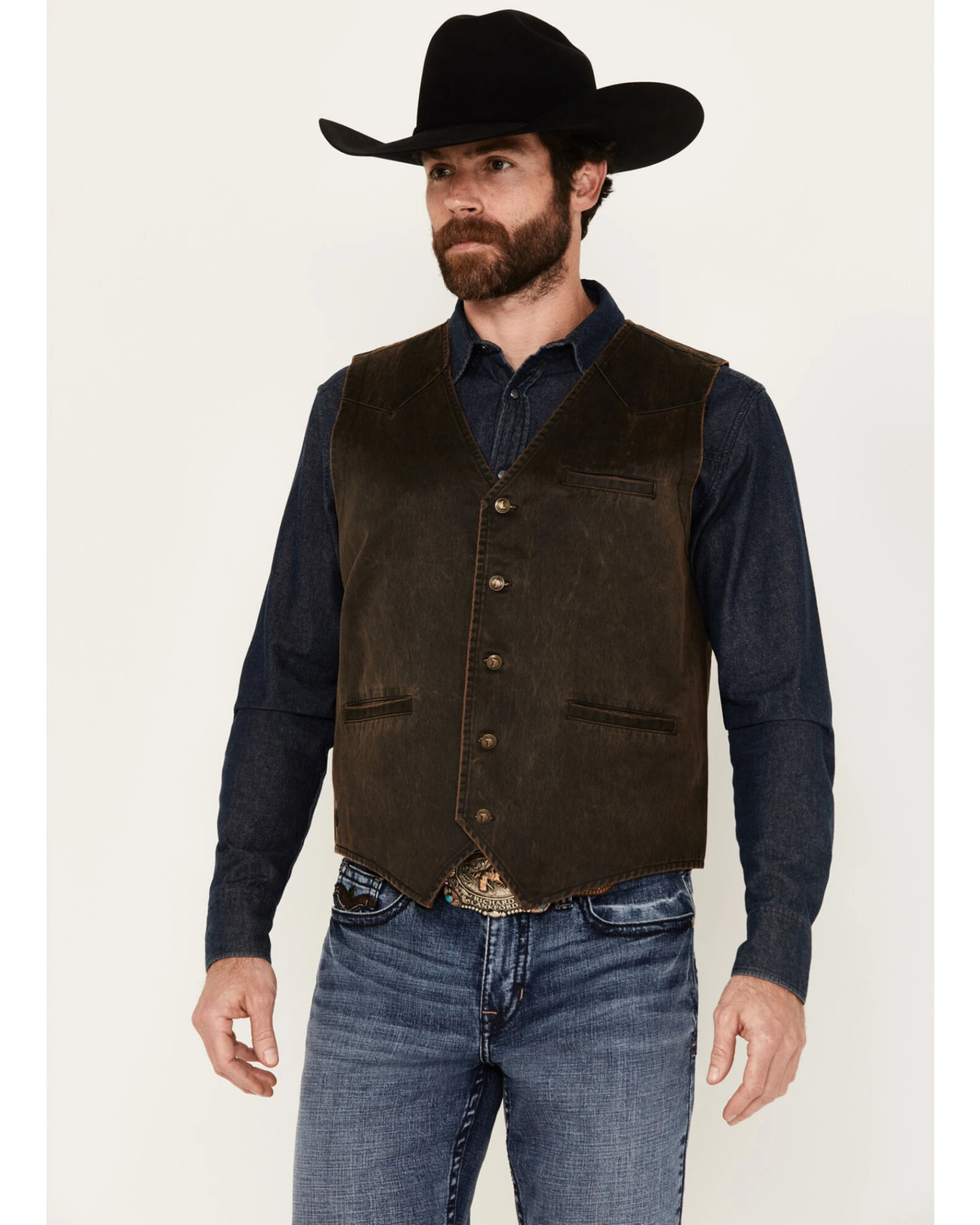 Cody James Men's Pancho Villa Oilskin Button-Front Western Vest - Image 3