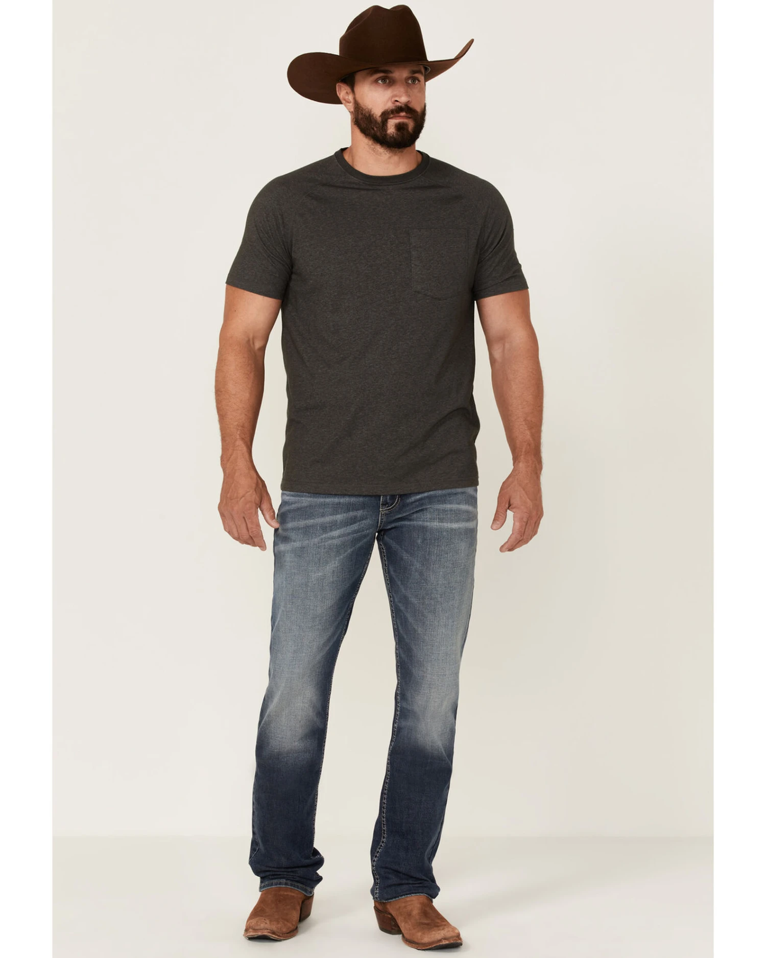 Moonshine Spirit Men's Diamond Hitch Medium Dark Wash Stretch Slim Straight Jeans - Image 3