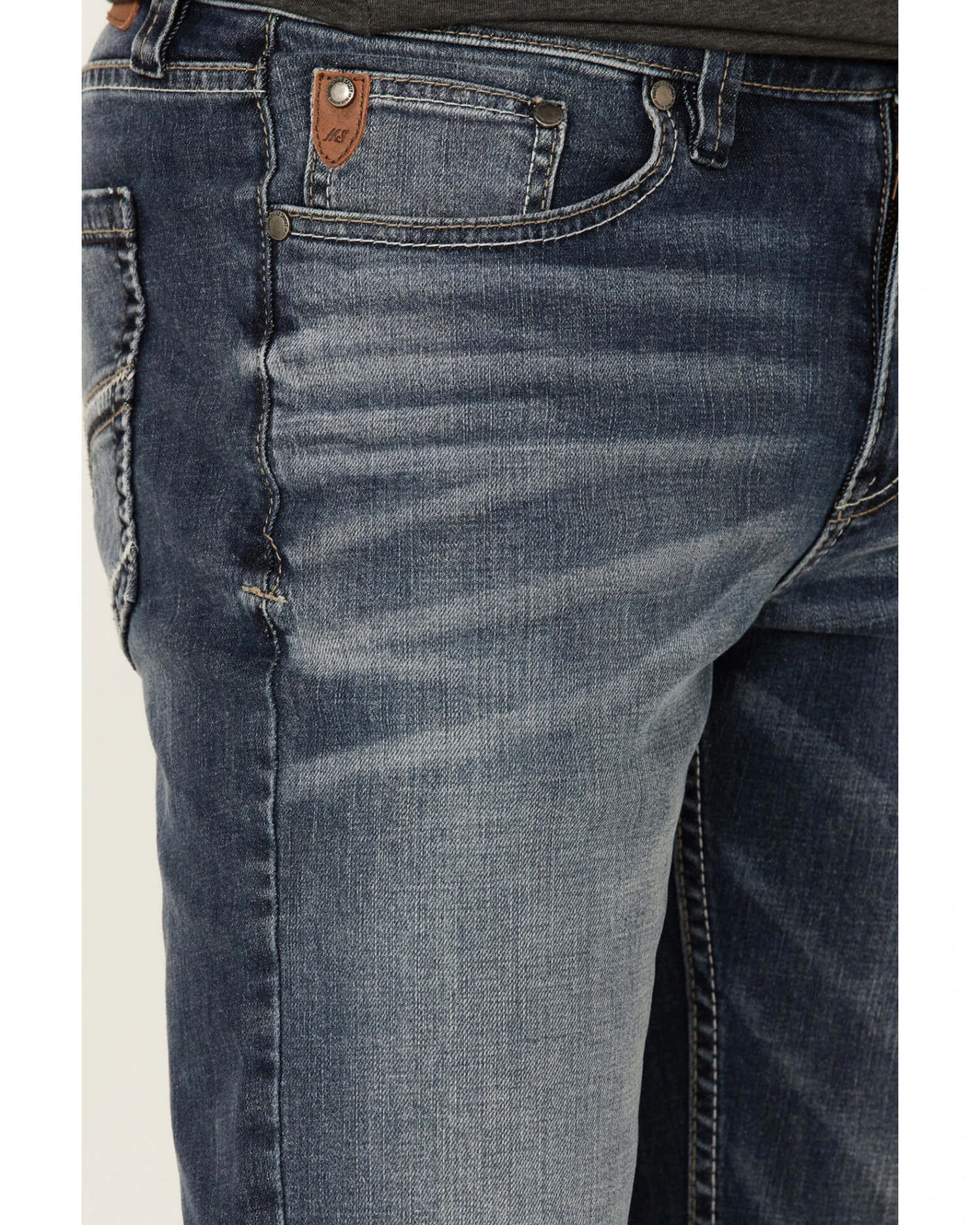 Moonshine Spirit Men's Diamond Hitch Medium Dark Wash Stretch Slim Straight Jeans - Image 2