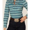 Roper Women's Teal Southwestern Stripe Snap Front Shirt