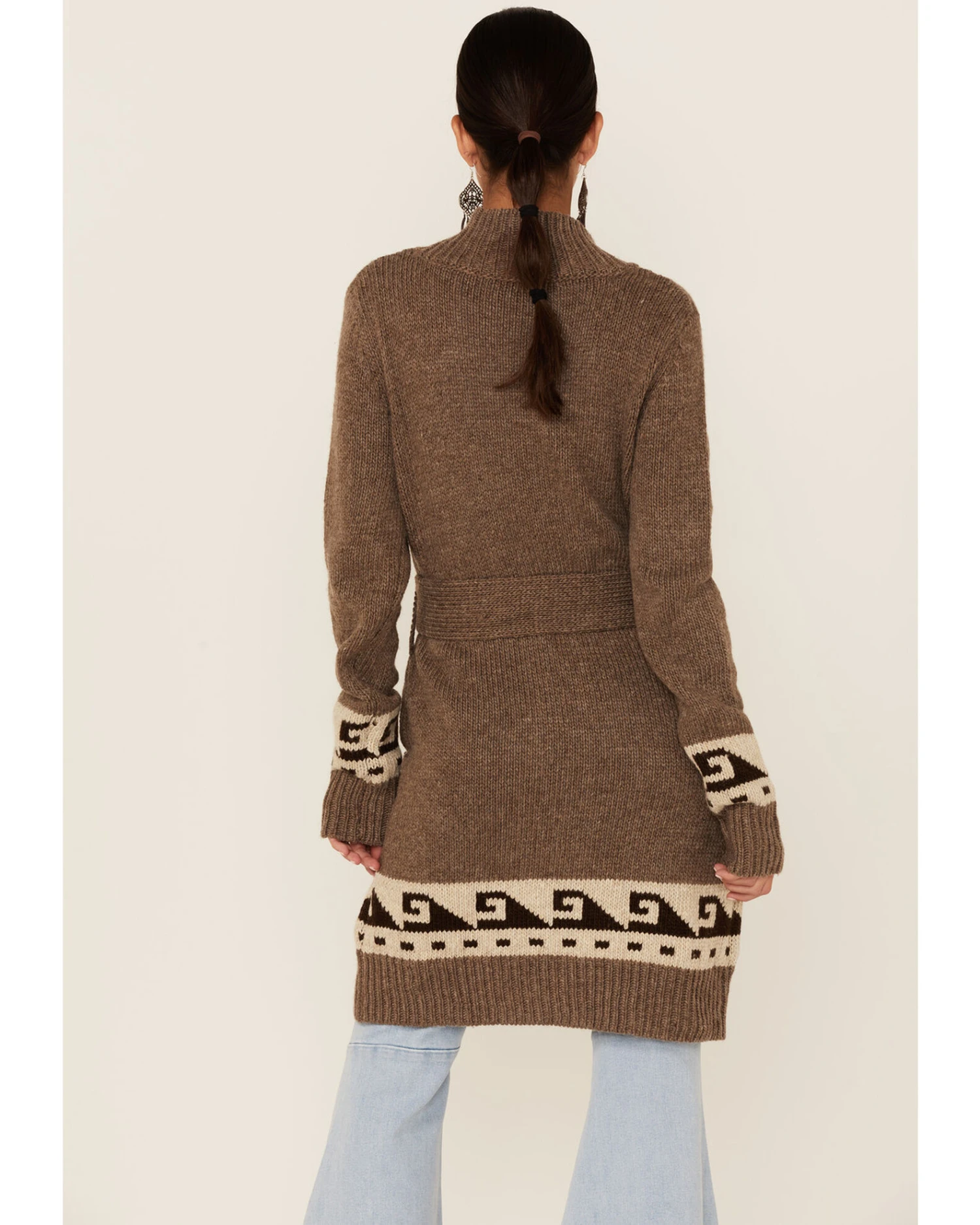 Stetson Women's Horse Motif Belted Knit Wool Blend Cardigan - Image 4