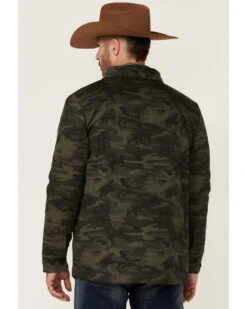 Rock & Roll Denim Men's Camo Print Twill Puffer Snap-Down Shirt Jacket