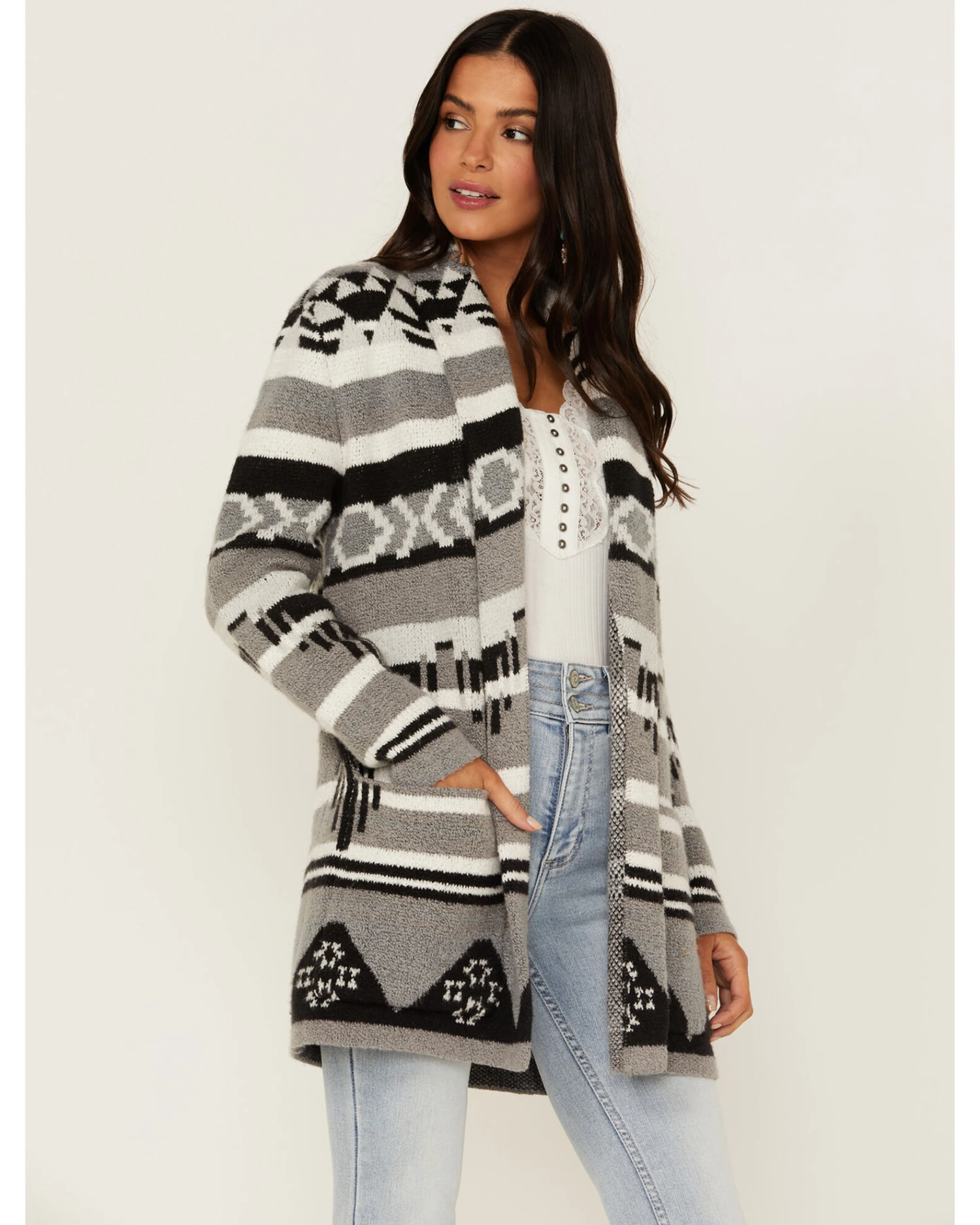 Idyllwind Women's Twin Pines Southwestern Knit Cardigan Tonal Sweater - Image 3