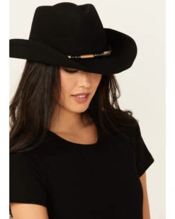 Nikki Beach Women's Black Marti Wool Felt Western Hat