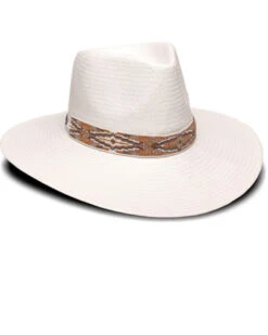 Nikki Beach Women's White Dove Western Panama Straw Hat