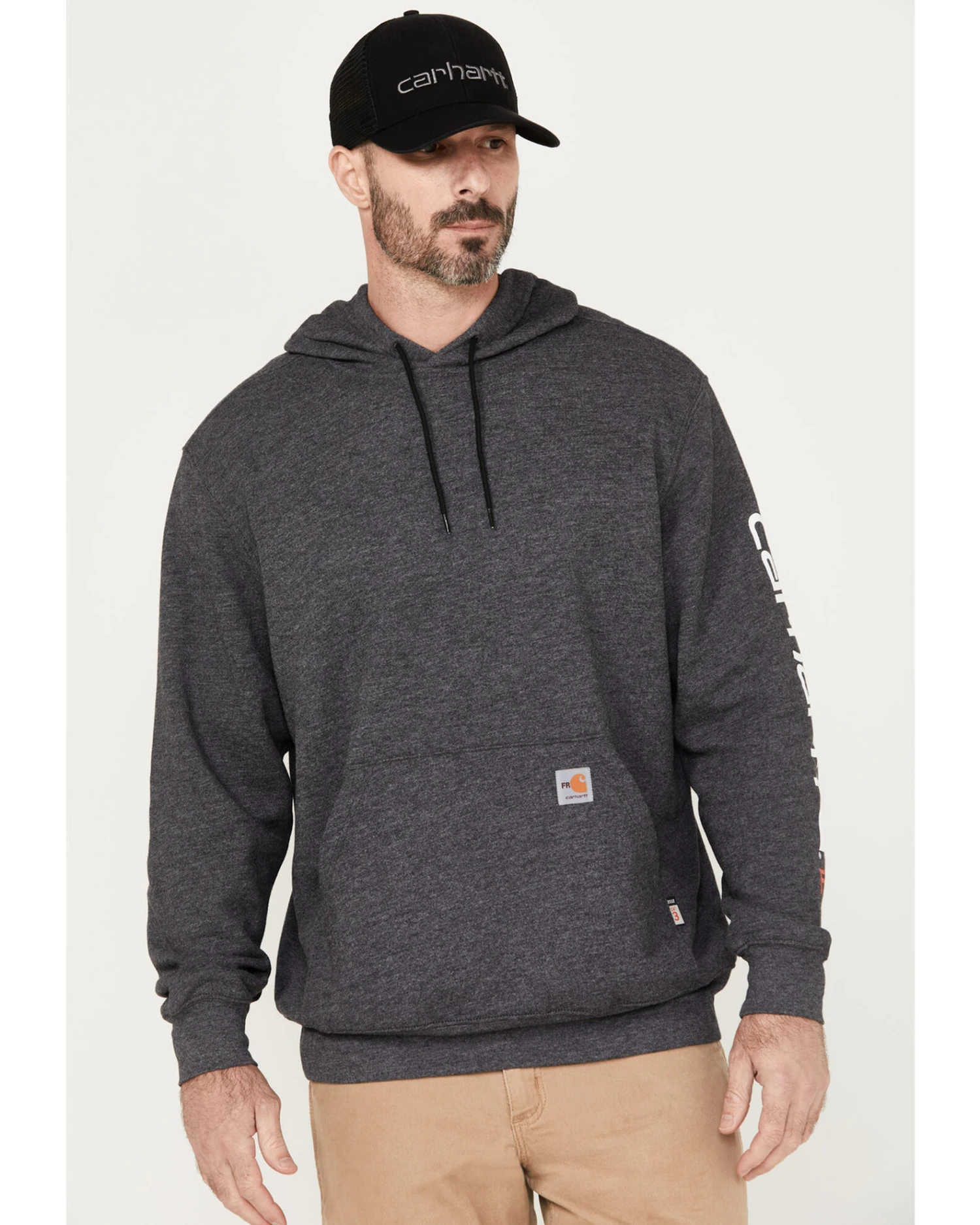 Carhartt Men's FR Force Midweight Sleeve Logo Hooded Work Sweatshirt - Image 2