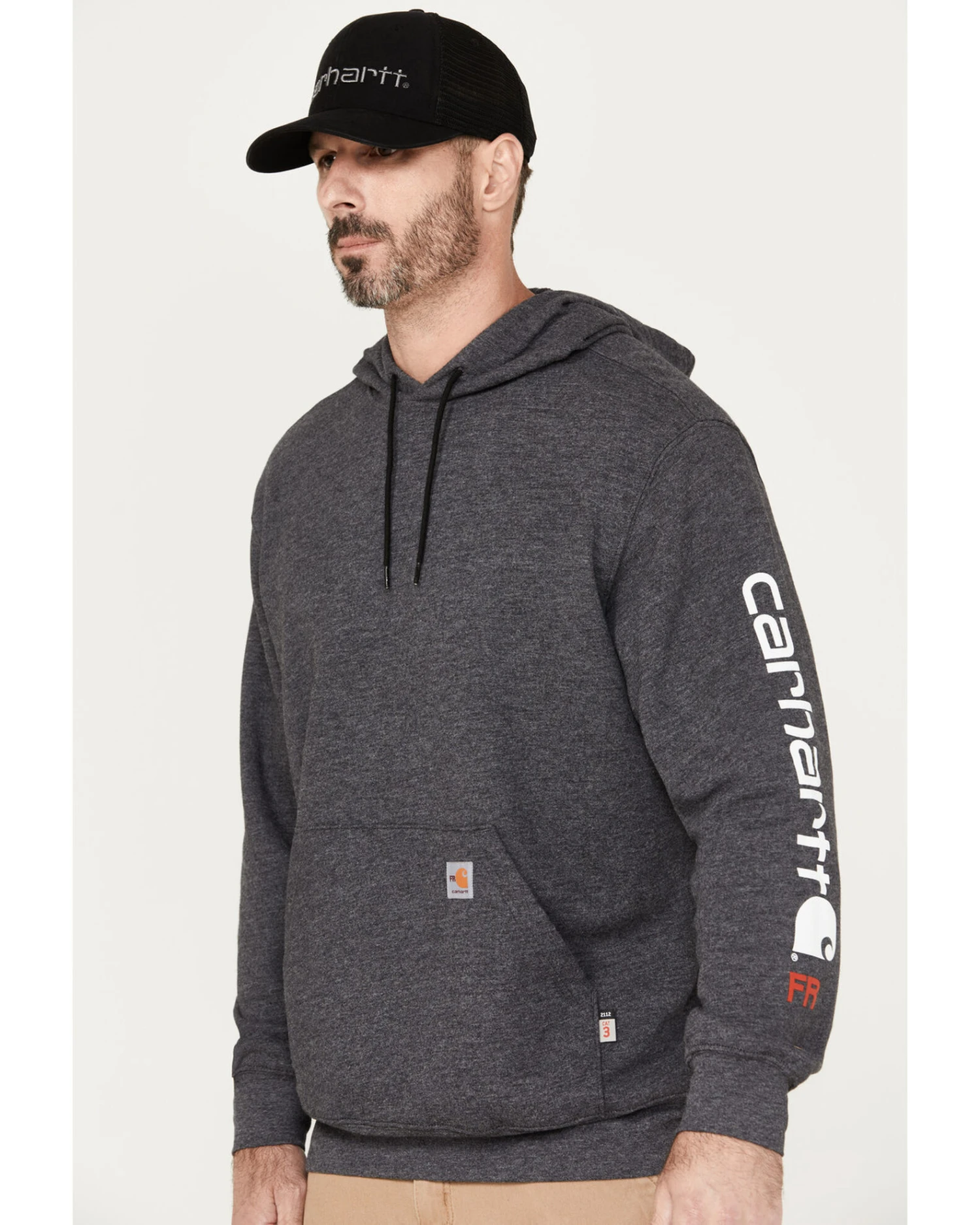Carhartt Men's FR Force Midweight Sleeve Logo Hooded Work Sweatshirt - Image 4