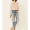Daze Denim Women's Light Wash Distressed High Rise Straight Jeans