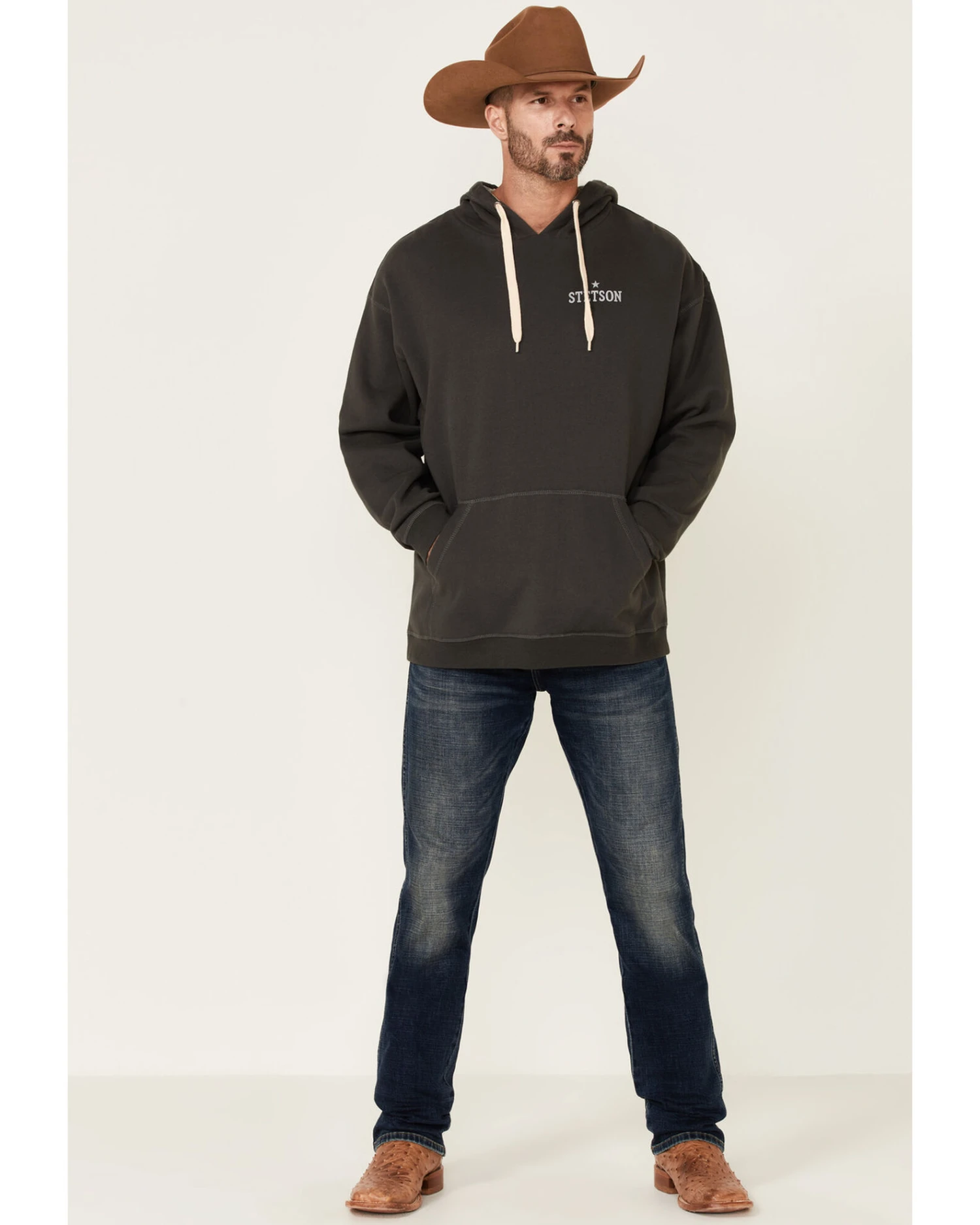 Stetson Men's Gray Vintage Logo Back Graphic Hooded Sweatshirt - Image 2