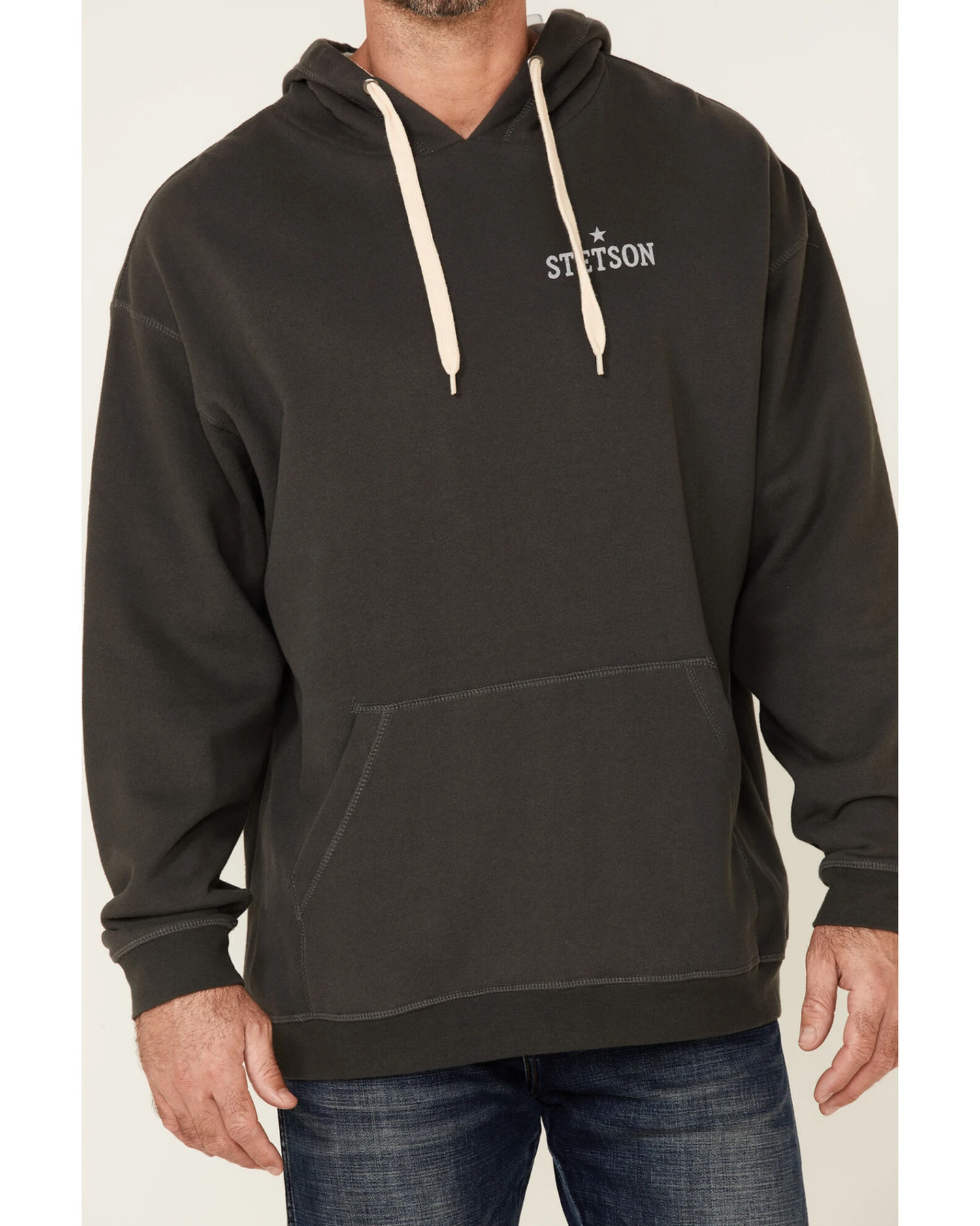 Stetson Men's Gray Vintage Logo Back Graphic Hooded Sweatshirt - Image 4