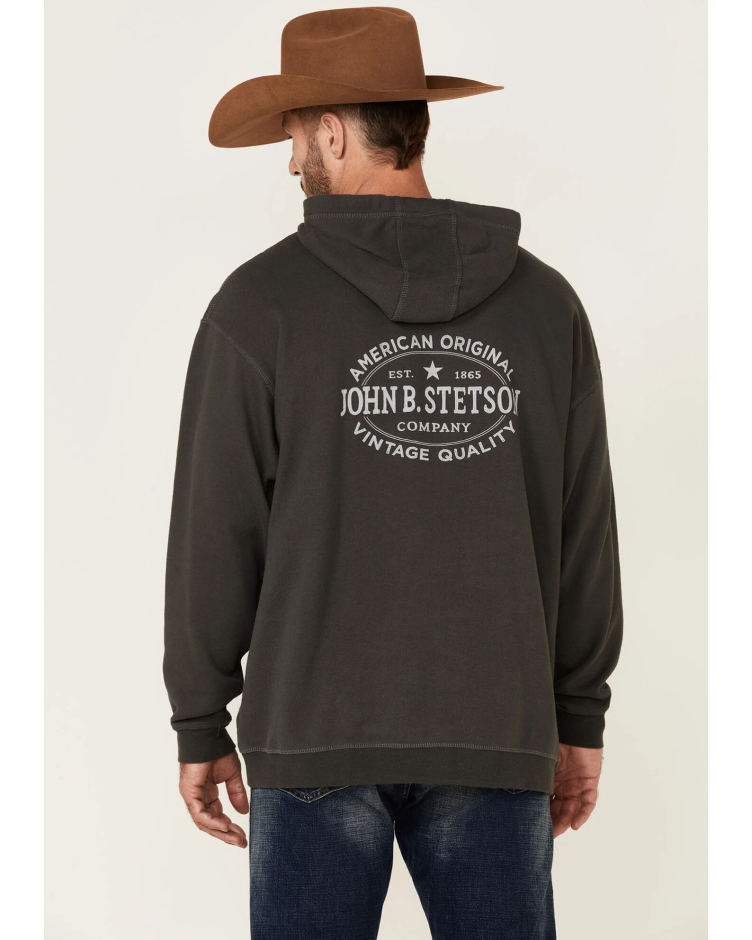 Stetson Men's Gray Vintage Logo Back Graphic Hooded Sweatshirt - Image 3