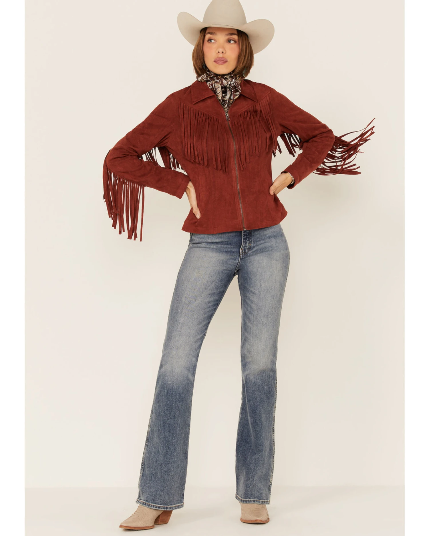 Fornia Women's Stone Fringe Front Zip-Front Moto Jacket - Image 3