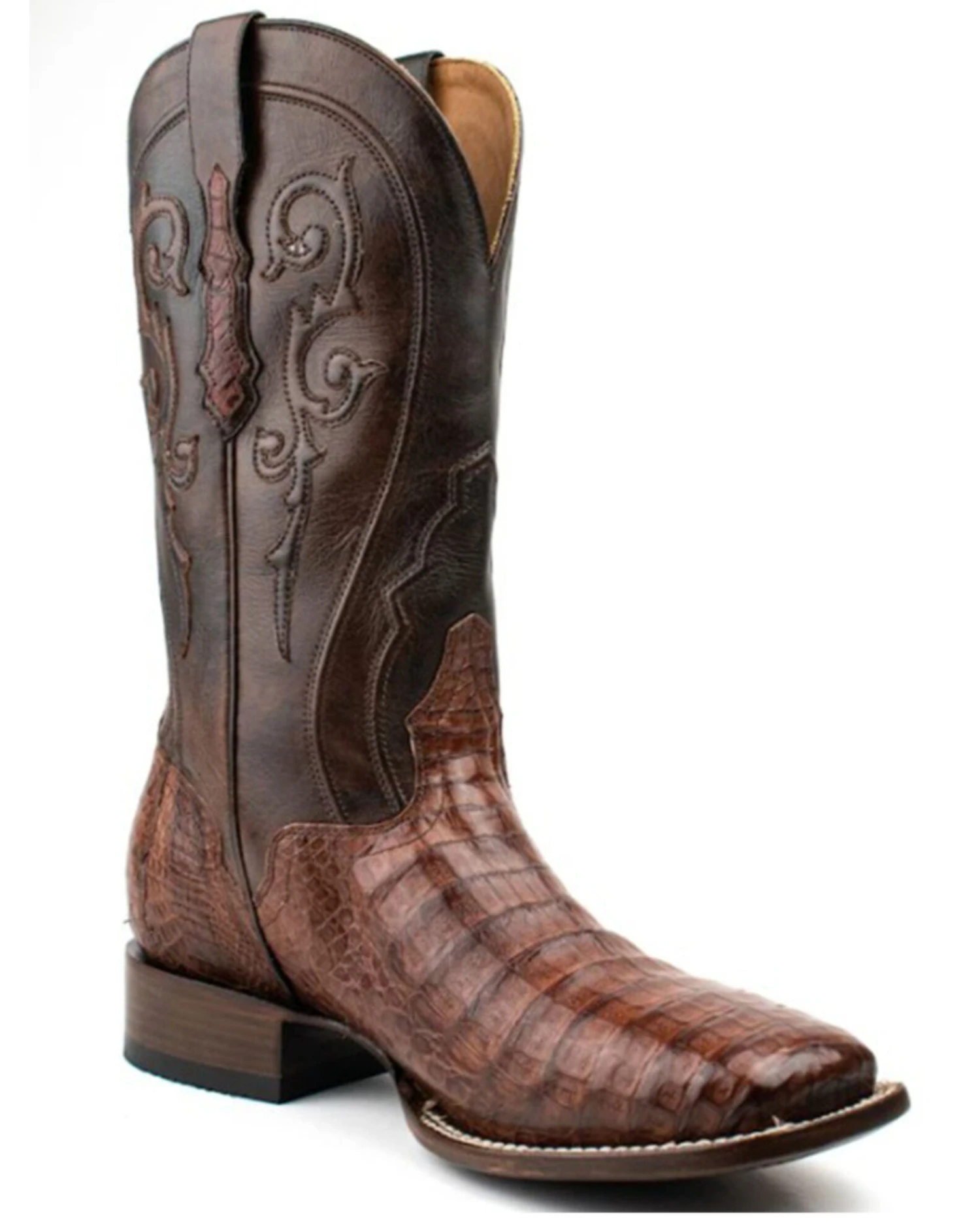 El Dorado Men's Waxy Cowboy Caiman Belly Exotic Western Boots - Broad Square Toe - Image 3