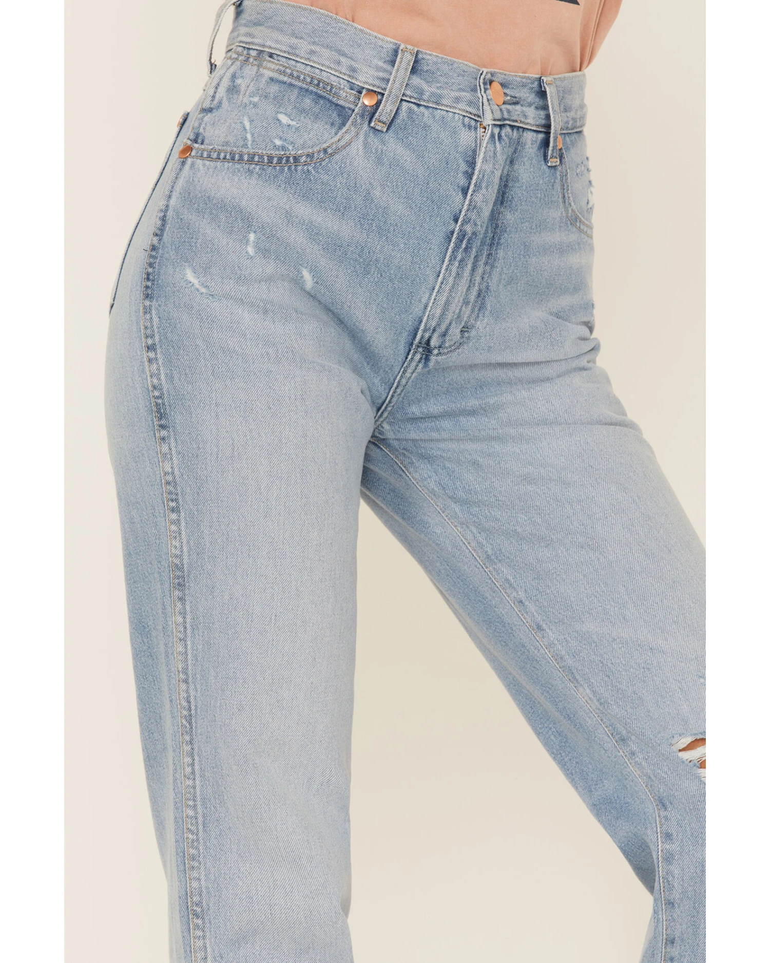Wrangler Retro Women's Wild West 603 Mid Damaged High Rise Straight Jeans - Image 2