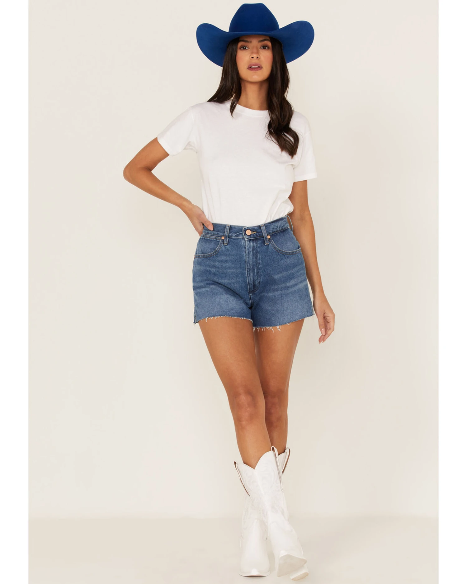 Wrangler Women's Medium Wash High Rise Festival Shorts - Image 3