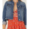 Shyanne Women's Light Denim Cropped Fray Jacket