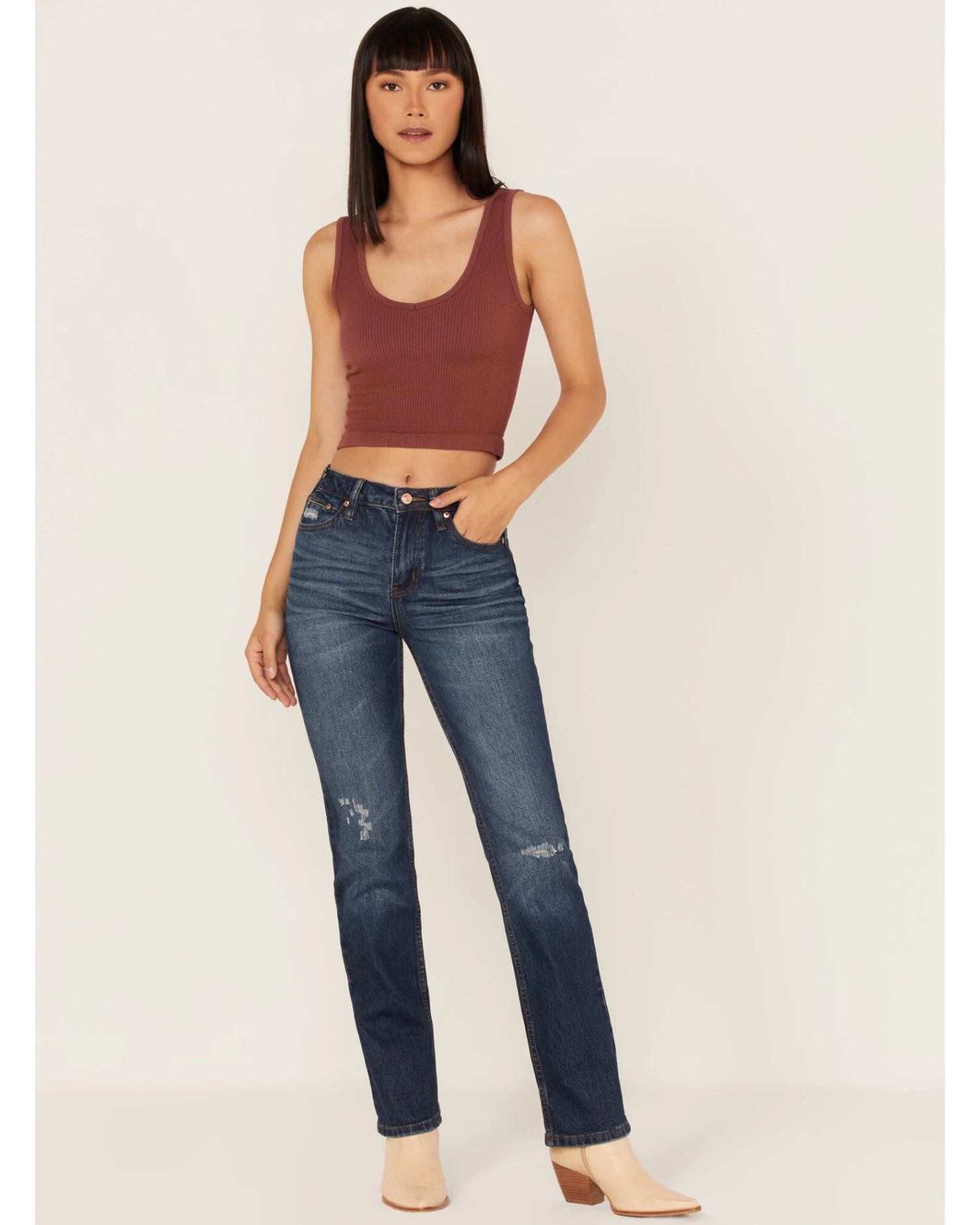 Cleo + Wolf Women's Slim Straight Signature Pocket Denim Jeans - Image 3
