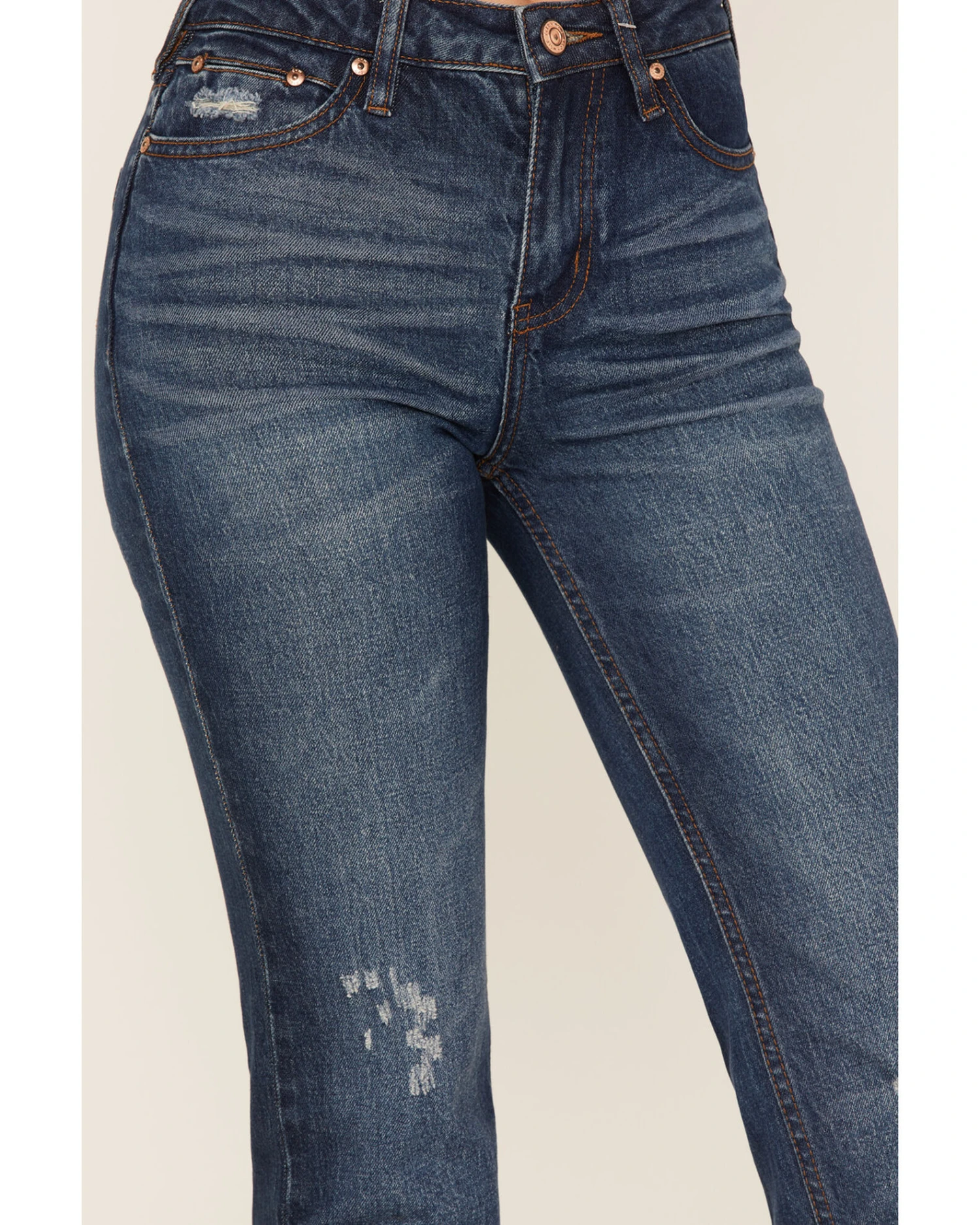 Cleo + Wolf Women's Slim Straight Signature Pocket Denim Jeans