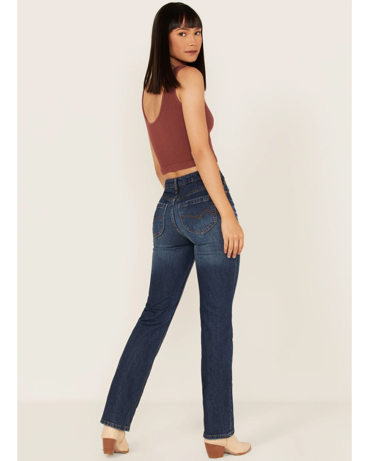 Cleo + Wolf Women's Slim Straight Signature Pocket Denim Jeans - Image 4