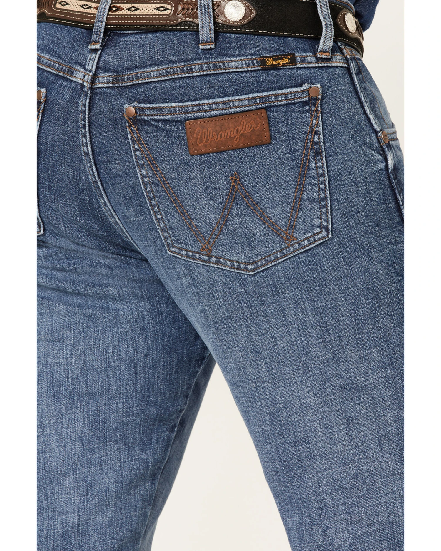 Wrangler Retro Green Men's Brierley Light Medium Wash Stretch Slim Straight Jeans - Image 3