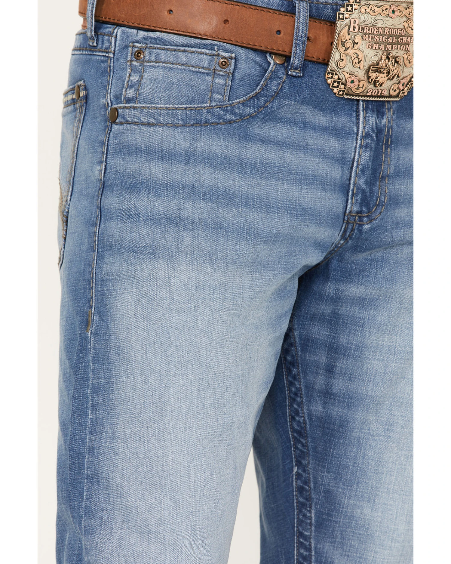 Rock 47 By Wrangler Men's Barlow Light Wash Slim Straight Jeans - Image 4