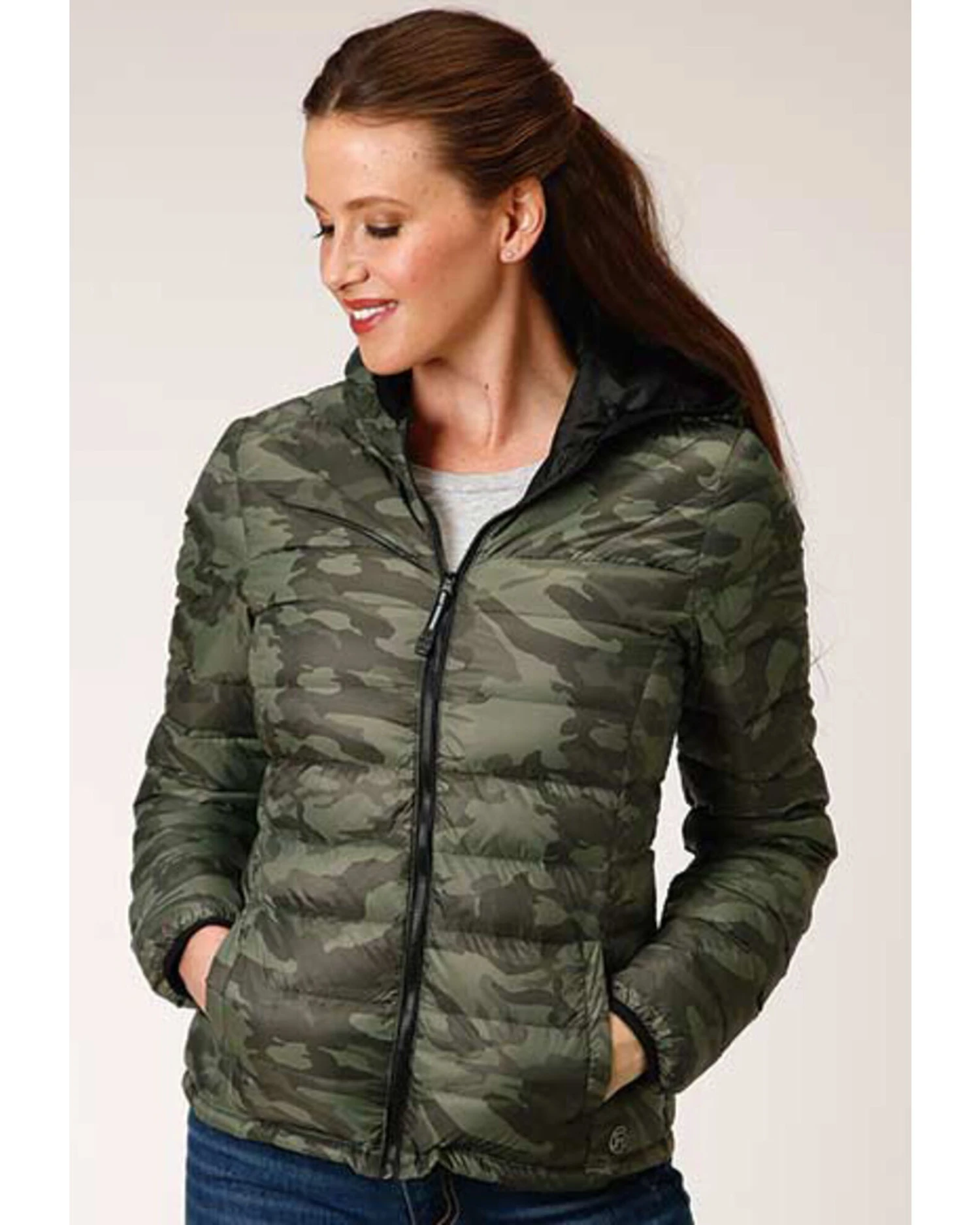 Roper Women's Camo Quilted Puffer Hooded Jacket - Image 2