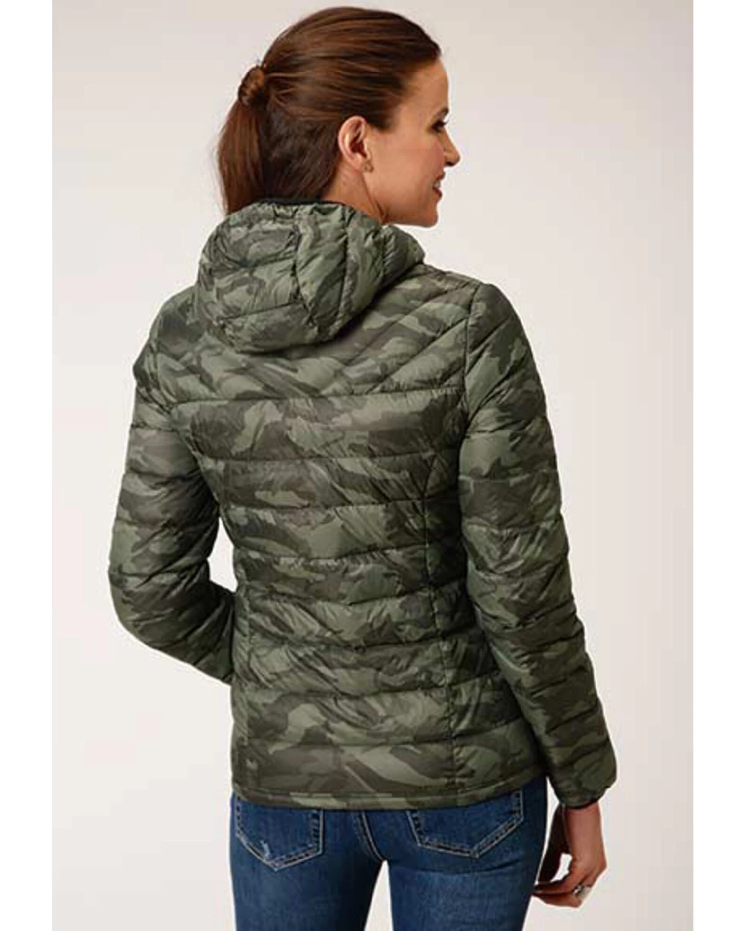 Roper Women's Camo Quilted Puffer Hooded Jacket