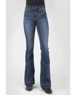 Stetson Women's 921 Medium Wash High Rise Yoke Flare Jean