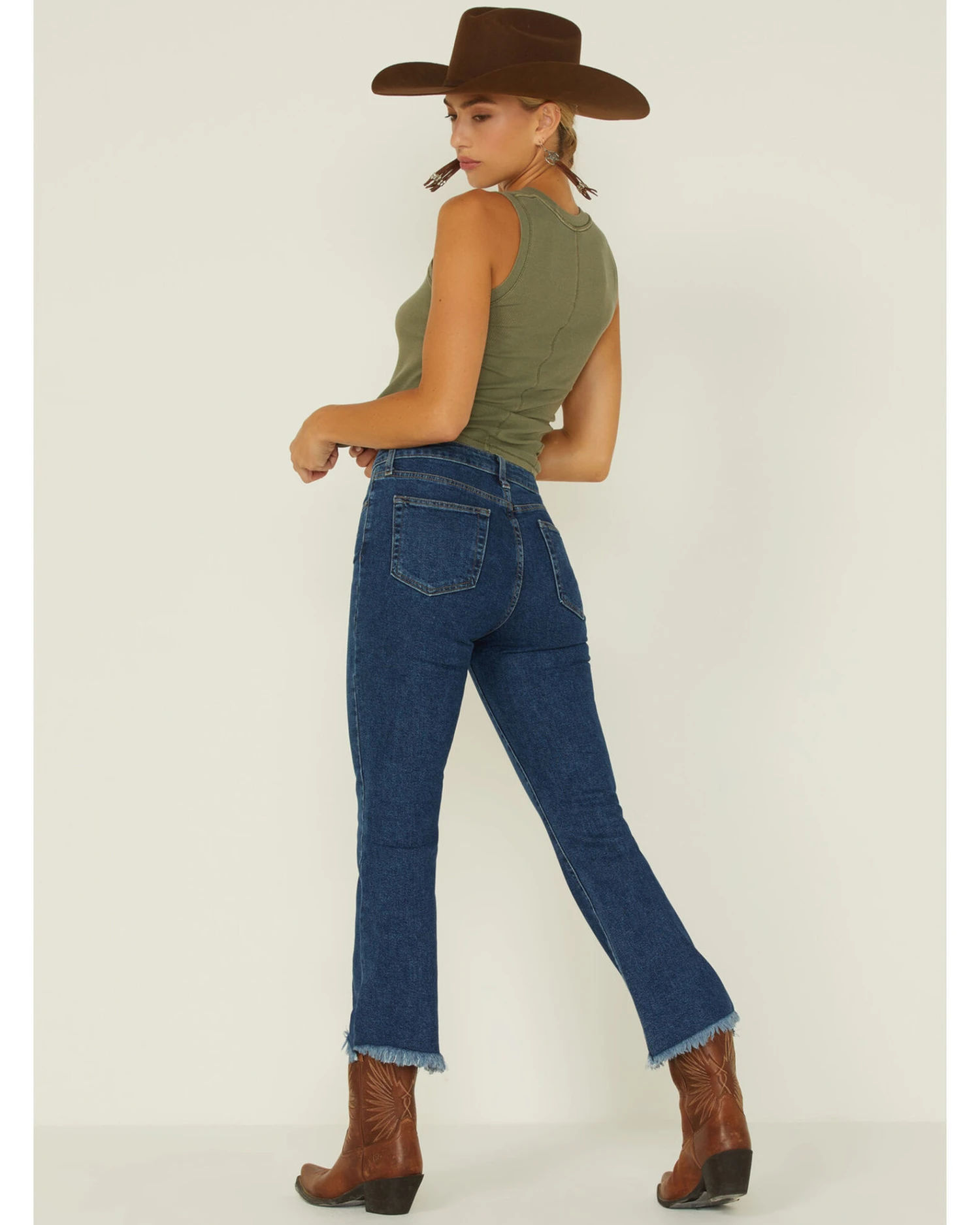 Just Black Denim Dark Wash Kick Flare Jeans - Image 4