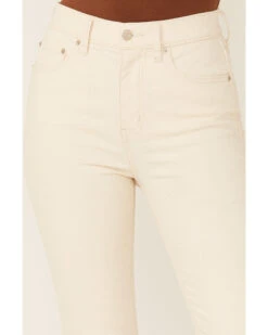 Daze Women's Shy Girl High Rise Ivory Crop Flare Jeans