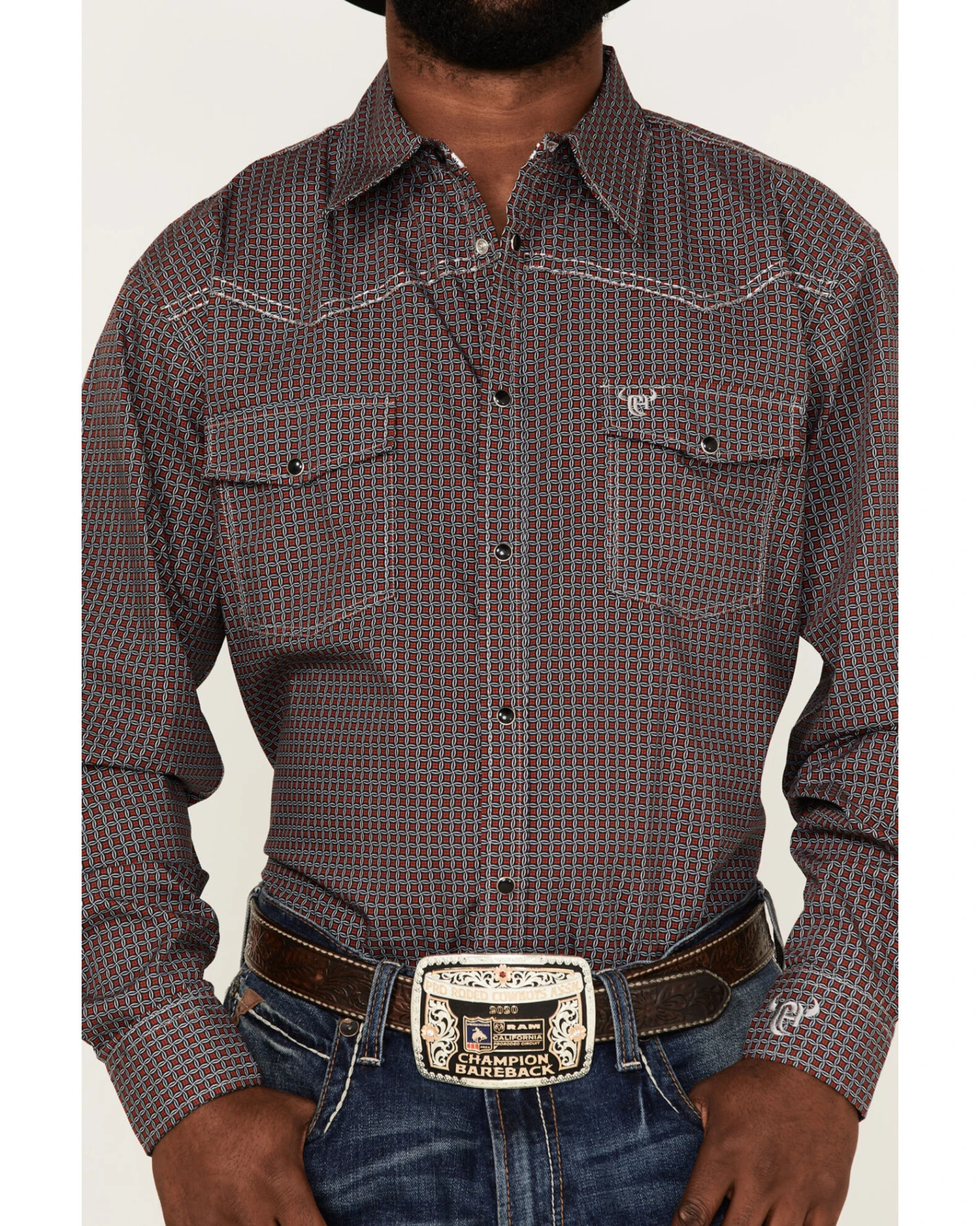Cowboy Hardware Men's Wavy Square Geo Print Western Shirt - Image 4