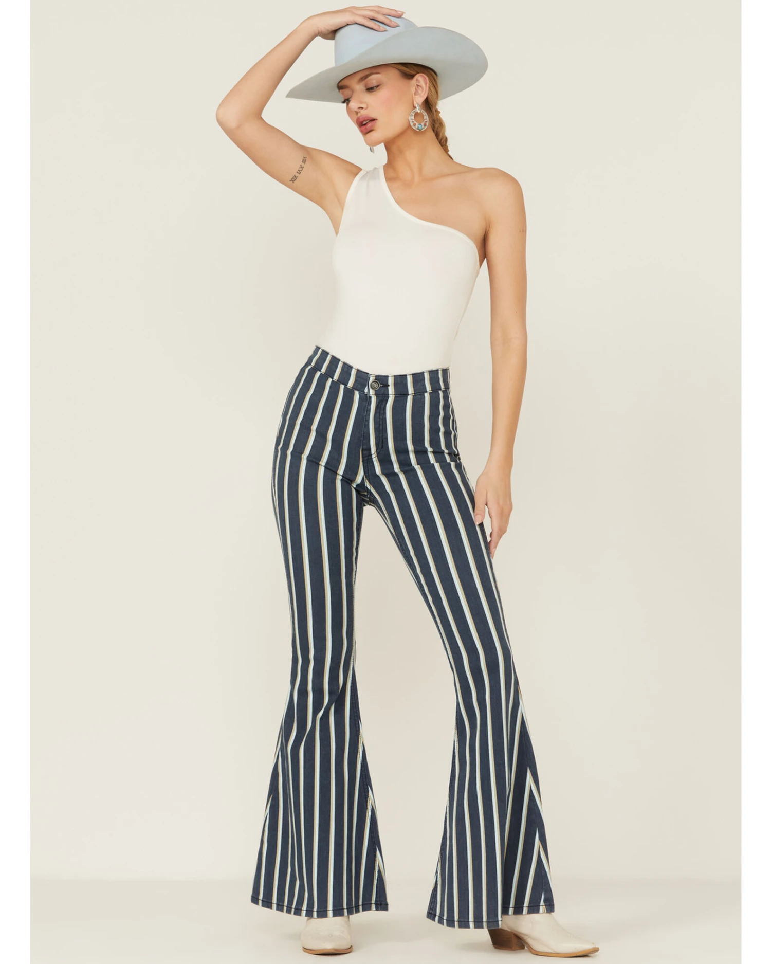 Rock & Roll Denim Women's Bargain Bell Stripe Flare Jeans - Image 2