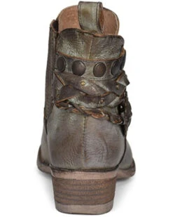 Circle G Women's Moss Zipper Harness Fashion Booties - Round Toe