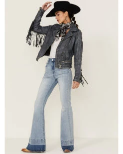 Mauritius Leather Women's Melbourne Denim Fringe Leather Jacket