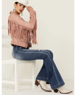 Mauritius Leather Women's Melbourne Pink Fringe Leather Jacket