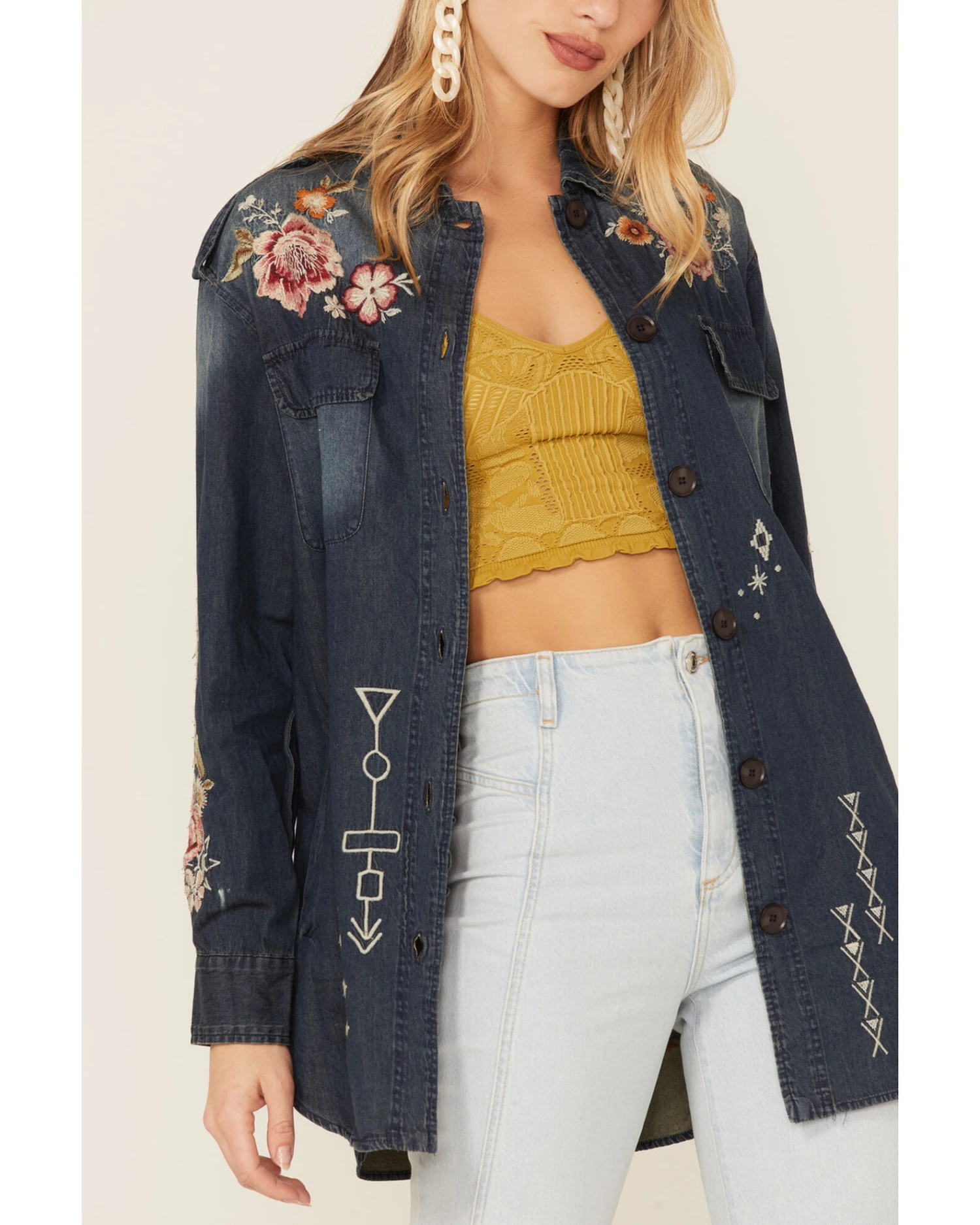 Johnny Was Women's Denim Umoya Oversized Jacket